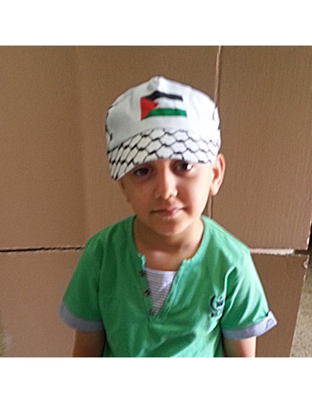 Gorra de Palestina con colores del Kufiya y de la bandera palestina