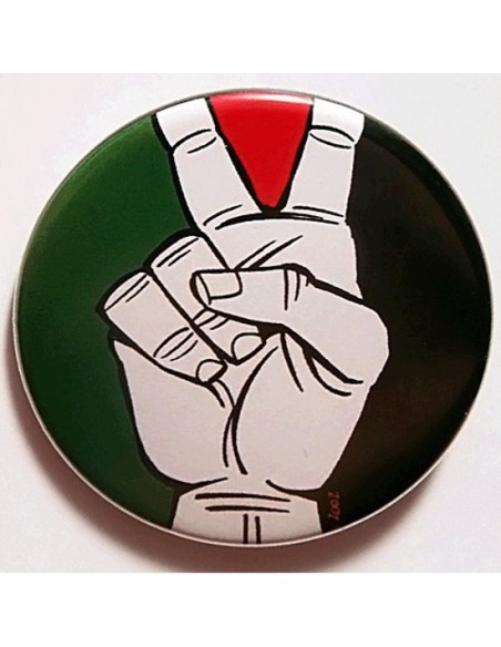 Chapa bandera palestina con los dedos de Vitoria