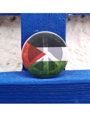 Chapa bandera palestina + símbolo de paz