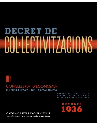 Libro Decreto de Colectivizaciones. Generalitat de Catalunya